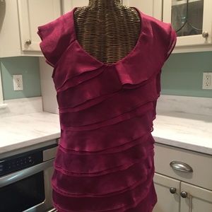 Fuchsia Sleeveless Ruffled Top